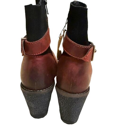 OOBASH Isabel Wine Wedge Bootie Boot Side Zip Leather Size 6 New Without Box - Picture 4 of 11